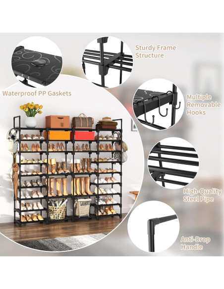 Estante Organizador de Zapatos ROJASOP 9 Niveles Negro 68 Pares Estante Organizador de Zapatos ROJASOP 9 Niveles Negro 68 Pares