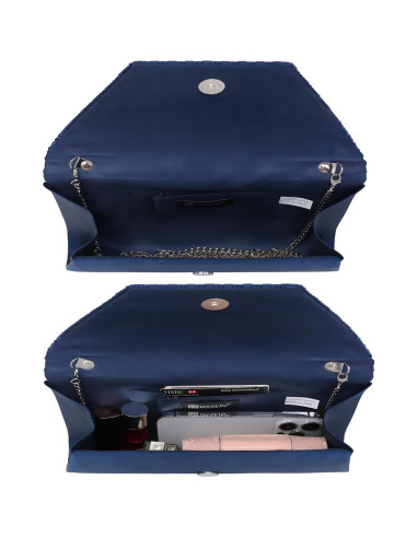 Bolso Clutch de Noche Dasein para Mujeres con Strass Azul Marino
