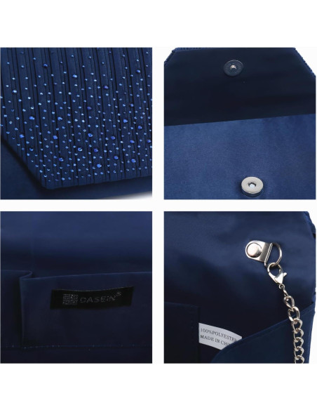 Bolso Clutch de Noche Dasein para Mujeres con Strass Azul Marino Bolso Clutch de Noche Dasein para Mujeres con Strass Azul Marino