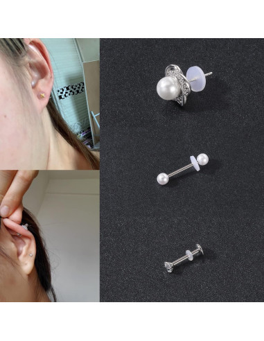 ZS Discos de Silicona para Piercing 50 Pcs 3/5/7 mm Transparentes
