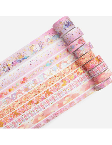 Set de Cintas Washi YUBBAEX 9 Rollos Decorativas 10-30mm