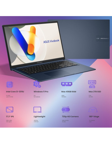 Laptop ASUS Vivobook 17.3" FHD, Intel i3, 40GB RAM, 1TB SSD