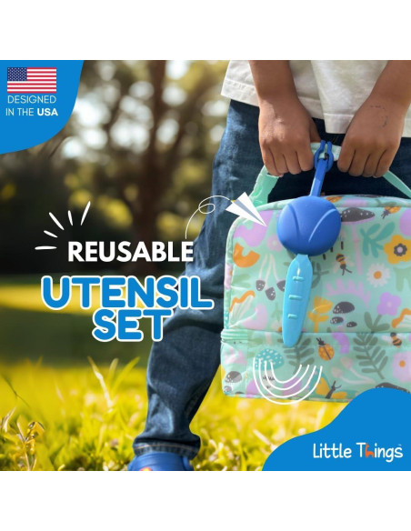 Juego de Utensilios para Niños Little Things - Sin BPA, Azul Juego de Utensilios para Niños Little Things - Sin BPA, Azul