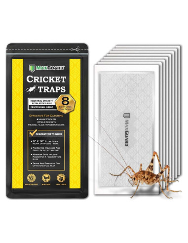 Trampas para Grillos Extra Grandes MaxGuard - 8 Unidades, No Tóxicas