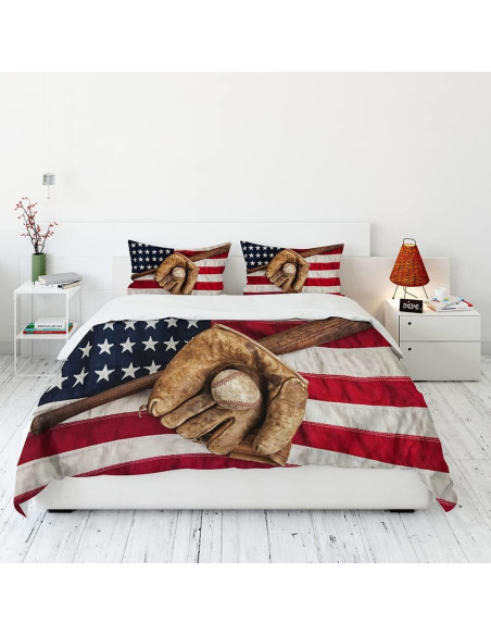 Conjunto de Ropa de Cama Individual SHOMPE Béisbol Microfibra Conjunto de Ropa de Cama Individual SHOMPE Béisbol Microfibra