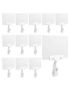 Carteles de Pizarra Biaungdo 12 Pcs con Clips Giratorios Blancos