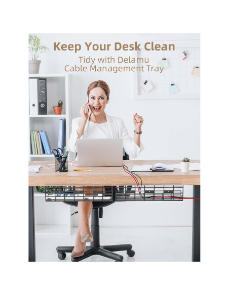 Paquete de 2 Bandejas de Gestión de Cables Delamu - Metal Negro Paquete de 2 Bandejas de Gestión de Cables Delamu - Metal Negro