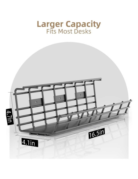 Paquete de 2 Bandejas de Gestión de Cables Delamu - Metal Negro Paquete de 2 Bandejas de Gestión de Cables Delamu - Metal Negro