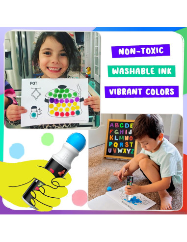 Chalkola 6 Marcadores de Puntos Lavables para Niños 1-3 Años