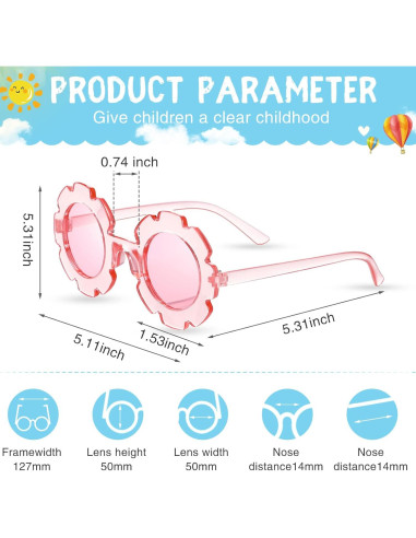 24 Pares Gafas Redondas de Flores para Niños - Accesorios Coloridos