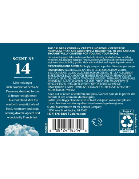 Limpiador en aerosol multi-superficie Caldrea 475ml Salvia Azul Albahaca Limpiador en aerosol multi-superficie Caldrea 475ml Salvia Azul Albahaca