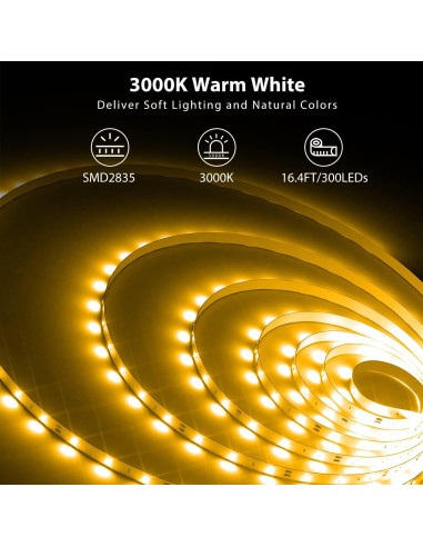 Tira LED regulable 5m blanca cálida DAYBETTER 3000K 12V