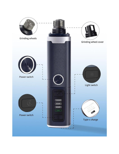 Cortador de Uñas Eléctrico Dukuueie 3 Velocidades LED Azul