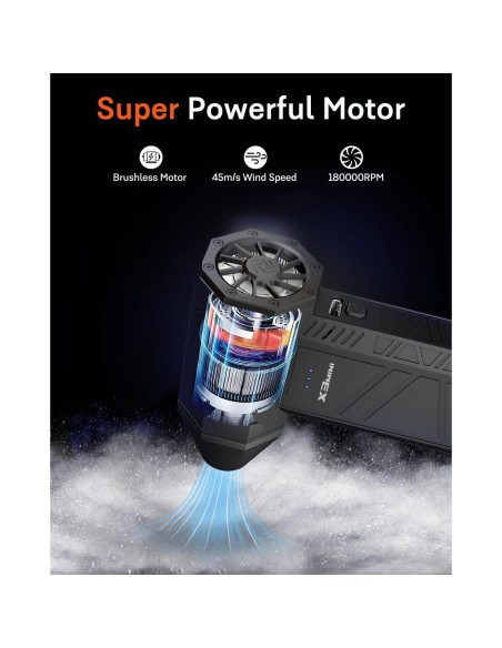 Soplador de Aire Eléctrico KONPAYDE 180000RPM Recargable Negro Soplador de Aire Eléctrico KONPAYDE 180000RPM Recargable Negro