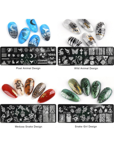 Kit de Estampado de Uñas JERCLITY 8 Placas Acero Inoxidable Kit de Estampado de Uñas JERCLITY 8 Placas Acero Inoxidable