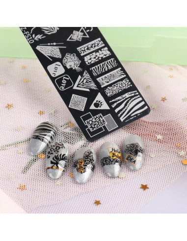 Kit de Estampado de Uñas JERCLITY 8 Placas Acero Inoxidable