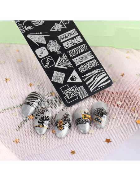 Kit de Estampado de Uñas JERCLITY 8 Placas Acero Inoxidable Kit de Estampado de Uñas JERCLITY 8 Placas Acero Inoxidable