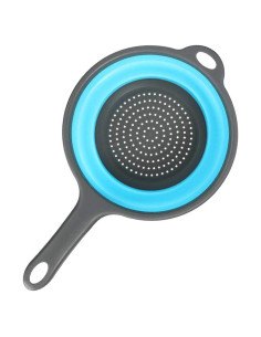 Colador Plegable de Silicona ddLUCK Azul 34.5cm Ahorra Espacio