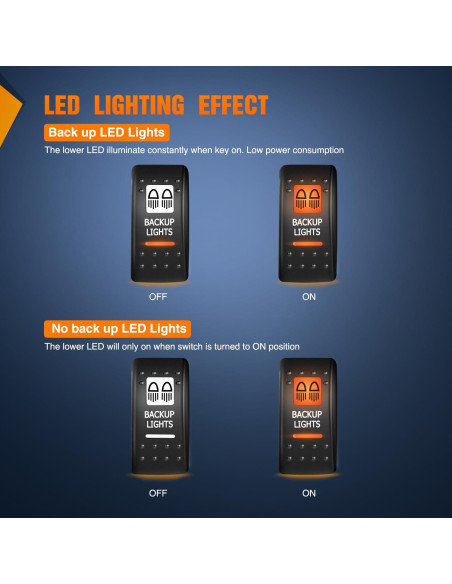 Interruptor Rocker 5 Pines Nilight para Luces de Respaldo 12V 24V Interruptor Rocker 5 Pines Nilight para Luces de Respaldo 12V 24V