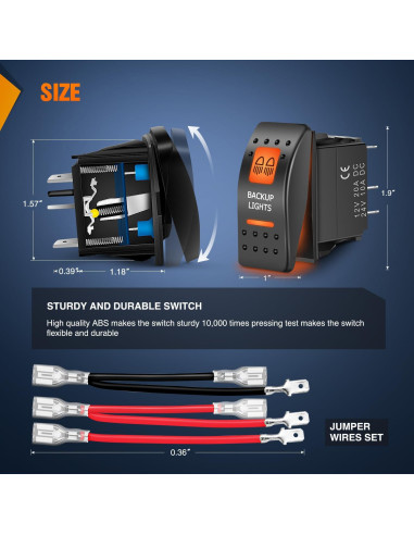 Interruptor Rocker 5 Pines Nilight para Luces de Respaldo 12V 24V