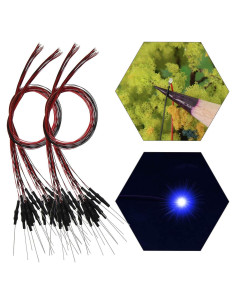 40 LEDs SMD 0402 preconectados Evemodel 12V Azul 20cm