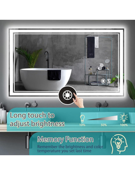 Espejo LED para Baño GETOVIN 121.9 x 71.1 cm Regulable Espejo LED para Baño GETOVIN 121.9 x 71.1 cm Regulable