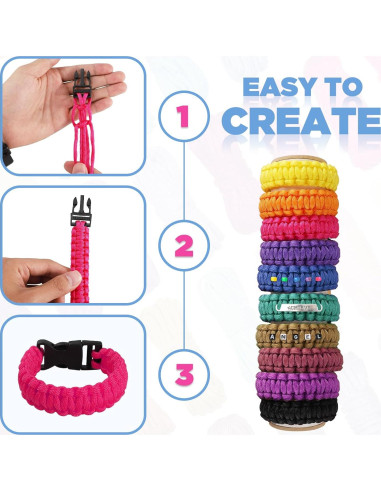 Kit de Pulsera de Paracord GNILLKO 90 Colores 3 Metros