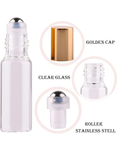Pack 100 botellas vidrio 5ml rodillo MaxMau para aceites