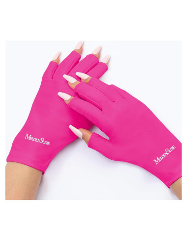 Guantes UV MelodySusie Rosa Neón UPF50+ para Manicura