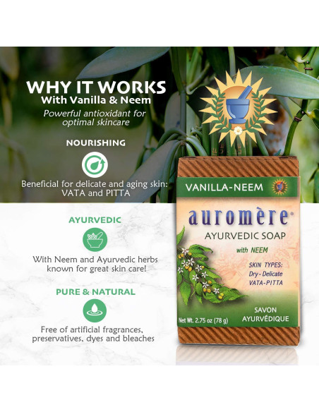 Jabón Ayurvédico Auromere Neem-Vainilla Ecológico 2 Piezas Jabón Ayurvédico Auromere Neem-Vainilla Ecológico 2 Piezas
