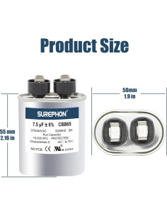 Capacitor CBB65 7.5 uF 370/440V para Motor de AC y Ventilador 2
