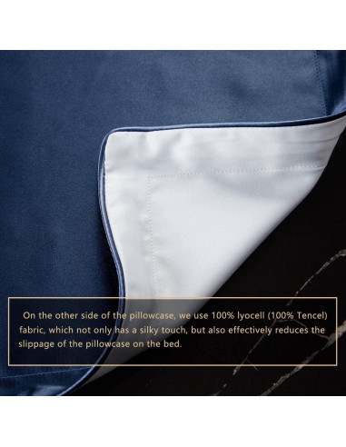 Funda de Almohada de Seda DISANGNI 51x66cm Azul Antienvejecimiento