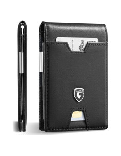 Cartera Slim de Cuero GSOIAX con Bloqueo RFID y Clip para Dinero