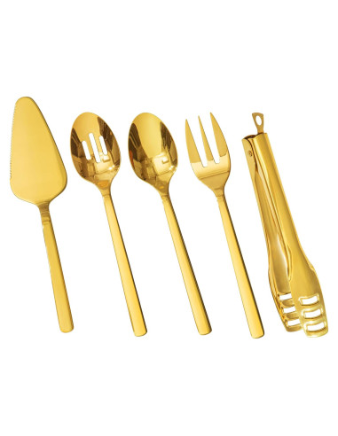 Set de Utensilios de Servicio KINGSTONE 5 Piezas Acero Inoxidable Dorado