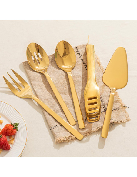 Set de Utensilios de Servicio KINGSTONE 5 Piezas Acero Inoxidable Dorado Set de Utensilios de Servicio KINGSTONE 5 Piezas Acero Inoxidable Dorado