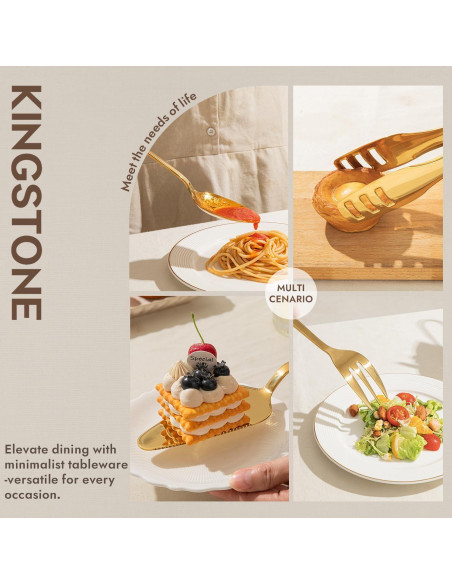 Set de Utensilios de Servicio KINGSTONE 5 Piezas Acero Inoxidable Dorado Set de Utensilios de Servicio KINGSTONE 5 Piezas Acero Inoxidable Dorado
