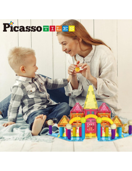 PicassoTiles Set de Bloques Magnéticos 82 Piezas para Niños 3+ PicassoTiles Set de Bloques Magnéticos 82 Piezas para Niños 3+