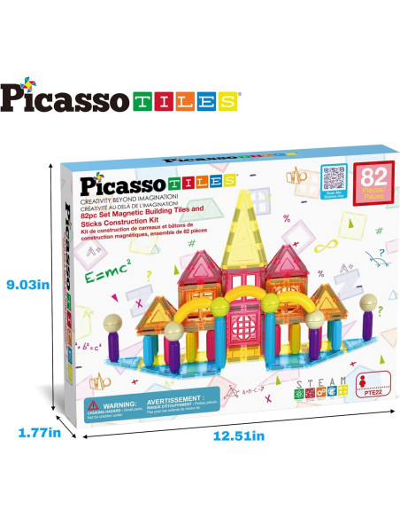 PicassoTiles Set de Bloques Magnéticos 82 Piezas para Niños 3+ PicassoTiles Set de Bloques Magnéticos 82 Piezas para Niños 3+