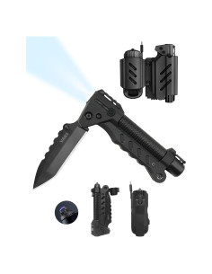 Herramienta Multiusos de Supervivencia Sayram SK1 - Cuchillo, Linterna, Encendedor y Generador