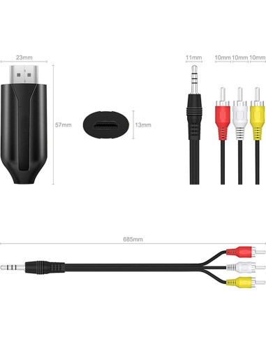 Convertidor HDMI a AV Zopsc 4K 30Hz Compatible con VHS y DVD