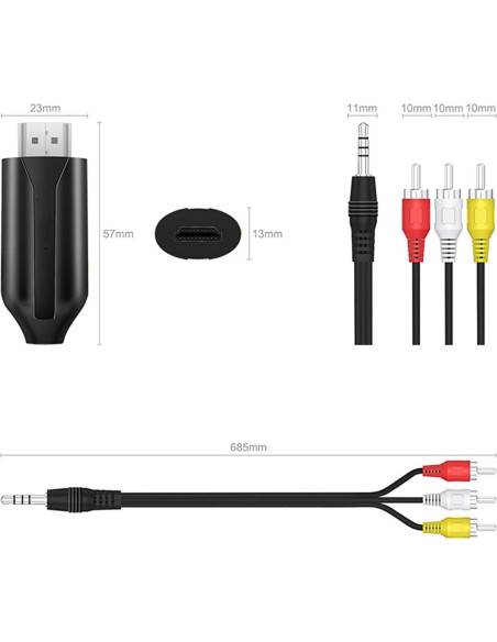 Convertidor HDMI a AV Zopsc 4K 30Hz Compatible con VHS y DVD Convertidor HDMI a AV Zopsc 4K 30Hz Compatible con VHS y DVD