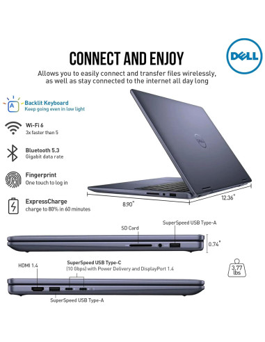 Laptop Dell Inspiron 14 2 en 1 Táctil FHD+ 16GB RAM 1TB SSD Azul