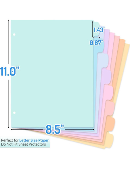 Divisores de carpeta Forvencer 8 pestañas pastel 2 Set Divisores de carpeta Forvencer 8 pestañas pastel 2 Set