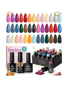Set de Esmalte en Gel Beetles 20 Colores 5ml con Base y Top Coat