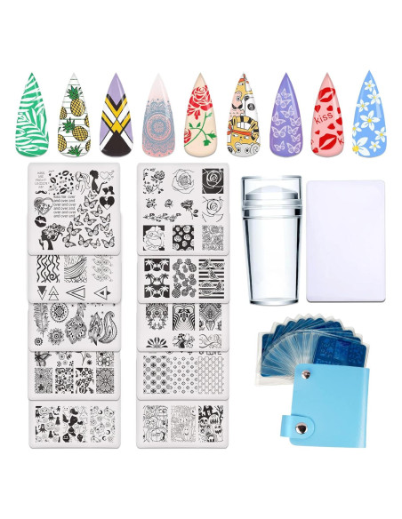 Kit de Estampado de Uñas MAXCICI 10 Placas + Estampador Kit de Estampado de Uñas MAXCICI 10 Placas + Estampador