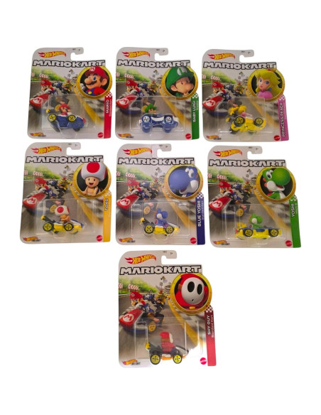Set de 7 Coches Die-Cast Hot Wheels Mario Kart - Personajes Nintendo Set de 7 Coches Die-Cast Hot Wheels Mario Kart - Personajes Nintendo