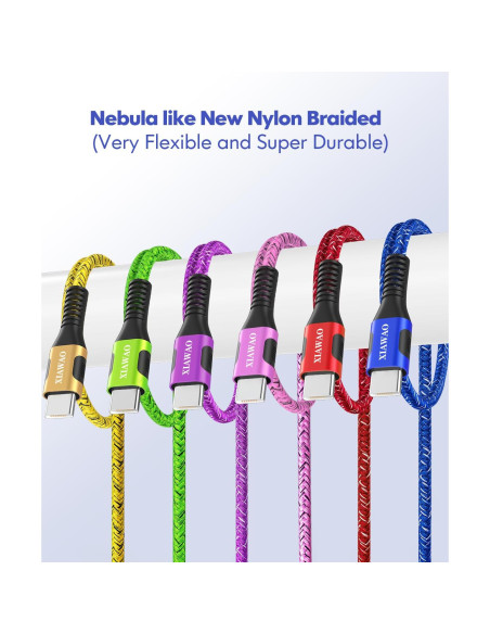 Cable USB a USB C XIAWAO 6-Pack 1.83m y 2.74m Carga Rápida Cable USB a USB C XIAWAO 6-Pack 1.83m y 2.74m Carga Rápida