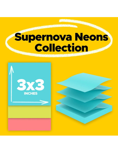 Notas Adhesivas Súper Pegajosas Post-it Neones Supernova 10 Blocs