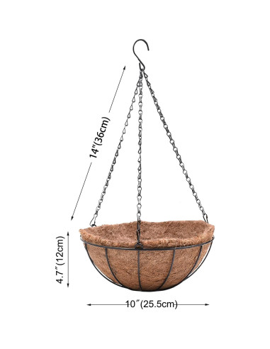 Juego de 4 macetas colgantes EIMQUVW de metal 25.4 cm