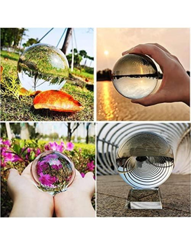 Esfera de Cristal Oumefar 40mm con Soporte de Madera